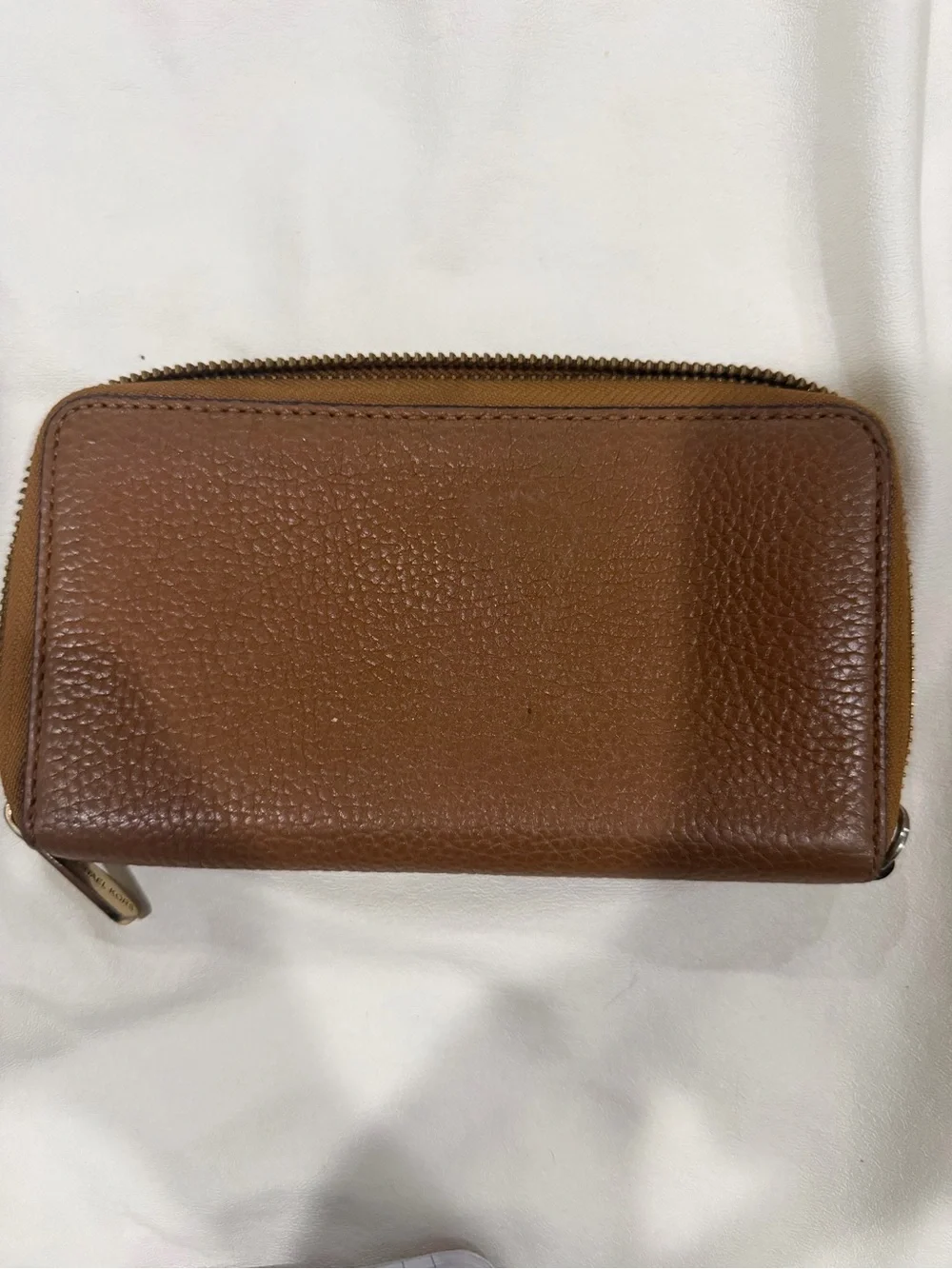 Michael Kors Brown Pebbled Leather Zip Around Wallet